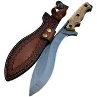Couteau de survie d'extérieur à lame droite, manche antidérapant, étui en cuir, outil de camping, coupe précise, chasse, randonnée, EDC, vente en gros OEM