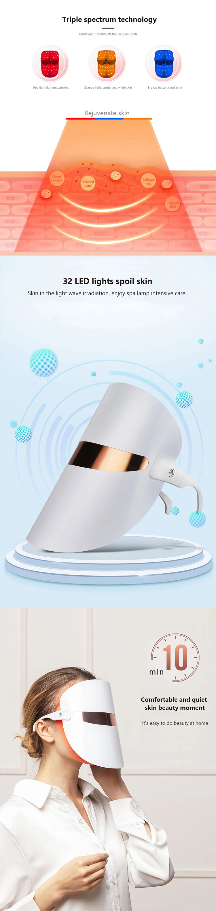 Pro Luminous Colour Machine Infared Uv Led Skin Rejuvenation Beauty Facial Therapy Screen Skincare Light Mask For Face