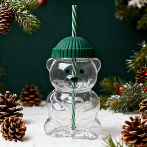 Garrafa de Água Plástica Personalizada de 500ml em Forma de Urso de Pelúcia para Feriados, Copos de Café e Suco para Chá e Leite - Product Image 2