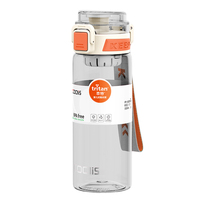 Bouteille d'eau en Tritan écologique Bouteilles en plastique noir transparent coloré pour adultes avec corde et paille Bouteille d'eau réutilisable