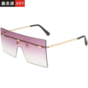 Xsy Square Frameless Gradient <b>Sunglasses</b> Gold Frame Pc Lens Uv400 Protection For Men Women - Product Image 1