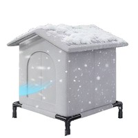 Maison pour chat en tissu chauffante de luxe pour l'extérieur, abri isolé imperméable et coupe-vent pour l'hiver, fond surélevé, coussinets chauffants, pour chats errants et sauvages