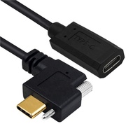 Cable de Datos USB 3.1 Tipo-C Hembra a USB-C Macho de 10 Gbps y 5 A, 0.6 m, con Ángulo en Codo, Malla de Protección, Montaje en Panel para Cámara y Computadora