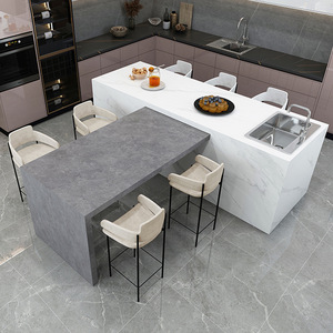 <span class=keywords><strong>Tavolo</strong></span> da Pranzo a T per <span class=keywords><strong>Cucina</strong></span> in Stile Minimalista Italiano, Integrato <span class=keywords><strong>con</strong></span> <span class=keywords><strong>Isola</strong></span>, Estensibile, Pieghevole e Girevole, Arredamento per Sala da Pranzo - Product Image 3