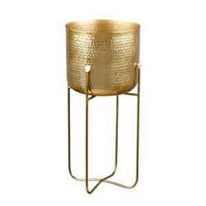Farmhouse Iron Planter With Stand High Quality Hot Selling Metal Gold Plated Planter With Stand <b>Unique</b> Centrepieces Urn <b>Vase</b> - Product Image 3