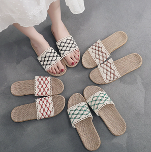 Pantofole da <span class=keywords><strong>Casa</strong></span> in Lino con Paillettes e Pizzo per Donne, <span class=keywords><strong>Eleganti</strong></span> e Traspiranti - Product Image 1