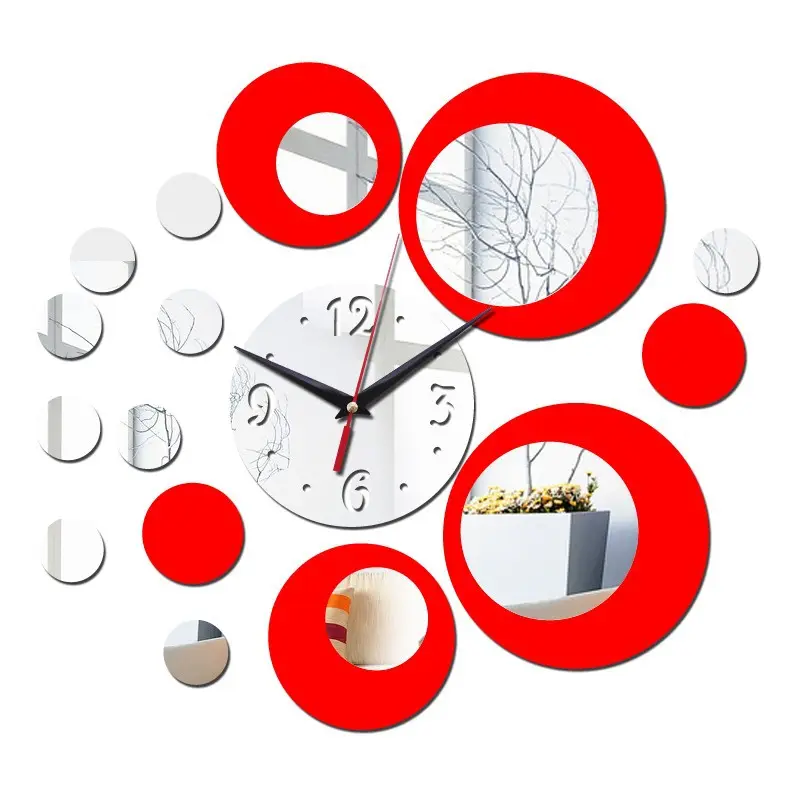 الإبداعية الاكريليك ثلاثة-الأبعاد مرآة الحائط لصق الأزياء DIY ساعة حائط جدار لصق نوم للاهتمام الديكور حلقة ساعة