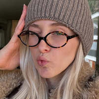 Lunettes de vue rétro ovales de style nerd bloquant la lumière bleue à verres plats – Nouveauté, lunettes d'influenceur Instagram à effet naturel