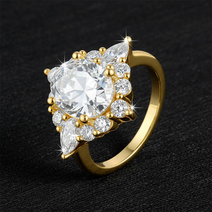 S925 Sterling <b>Silver</b> Halo Moissanite Engagement <b>Ring</b> 14K Gold Plated Round Marquise Cut <b>Wedding</b> Finger <b>Ring</b> For <b>Women</b> Gift - Product Image 4