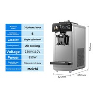 Machine à glace molle automatique 850W 6L en acier inoxydable pour table, machine à cornets de glace à saveur unique