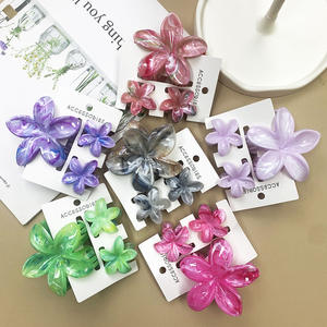 QianJin Groothandel Ins Stijl Dames Haar Klauw Clips Set <span class=keywords><strong>3</strong></span> Stuks Bloemen Haar Klauwen Accessoire Hars PC Materiaal - Product Image 3