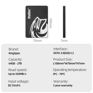 KingSpec ขายส่ง Hotsale P3-128 SATA3 2.5นิ้วฮาร์ดดิสก์ไดรฟ์120GB 128GB SSD - Product Image 2