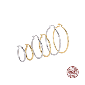Orecchini a Cerchio in Argento Sterling 925 Placcati in Oro e Rodio, Personalizzabili, alla Moda, per Donne, Ideali come Regalo per Matrimoni e Feste - Product Image 1