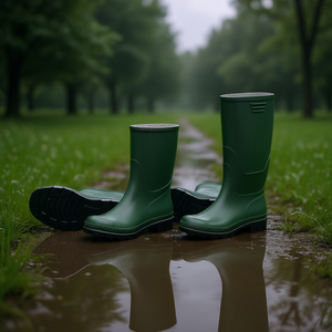 Botas de lluvia de PVC verdes hasta la rodilla, talla 39, con suela negra - Product Image 3