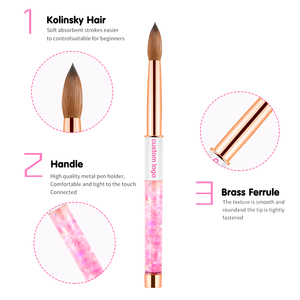 Bolígrafos de Arte de Metal para <span class=keywords><strong>uñas</strong></span>, pincel acrílico Kolinsky <span class=keywords><strong>2022</strong></span> con tapa, mango de cristal arcoíris #2-#18, 100% - Product Image 5