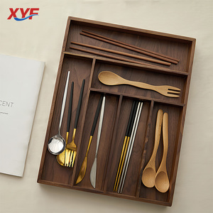 Large Black Walnut Wood Rectangle <strong>Storage</strong> Box with Drawers for Cutlery Food Jewelry Nordic Design Kitchen Utensil <strong>Storage</strong> - Product Image 3