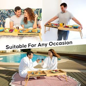 <b>Wooden</b> lazy folding <b>table</b>, multi-functional, <b>extendable</b>, suitable for beds, bay windows, small <b>tables</b>, multi-purpose, simple - Product Image 3