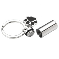 Porte-cendres scellé en acier inoxydable avec empreinte de patte pour animaux de compagnie, porte-clés moderne pour cendres, poils, etc.