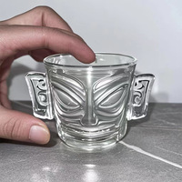 Mug à jus en verre borosilicate de 8 oz, design personnalisé créatif, tasse à café glacé transparente avec motif visage, vaisselle pour café, maison, cadeau
