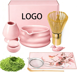 In Stock Pink Matcha Kit Ceramic Chawan Matcha Bowl Whisk Set Light Pink Matcha Set - Product Image 1