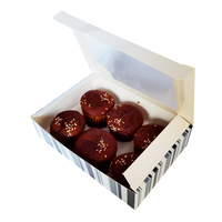 Boîtes à collation jetables recyclables avec fenêtre transparente, en carton alimentaire 350 g/m², pour muffins, donuts, gâteaux, sushis, à emporter, tailles personnalisées