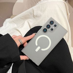 Nueva Funda Magnética para Teléfono para Samsung Galaxy S25 Plus S24 Ultra S23 FE, Marco Mate Colorido, Cubierta Rígida Transparente Antideslizante - Product Image 5