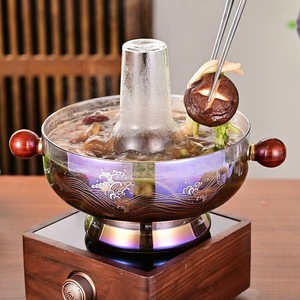 Marmite en verre au design classique, marmite chinoise pour pique-niques en intérieur et en extérieur, utilisation pour la soupe avec couvercle pour la cuisine à domicile - Product Image 2
