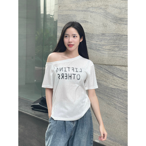 Camiseta de Verano para Mujer a Buen Precio, Muchas Tallas, Último Diseño, Marca Privada, Suministro de Vietnam, Blusa de Un Solo Hombro, Muestra Gratis - Product Image 6