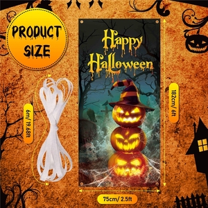 <span class=keywords><strong>D</strong></span>écorations murales pour fête <span class=keywords><strong>d</strong></span>'Halloween : Tissu suspendu citrouille et fantôme pour cadre de porte, accessoires photo <span class=keywords><strong>d</strong></span>'<span class=keywords><strong>horreur</strong></span>, toile de fond festive - Product Image 4