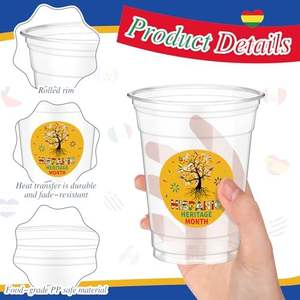 50 juegos a granel de vasos de plástico desechables de 12 oz con pegatinas decorativas del Mes DE <span class=keywords><strong>LA</strong></span> Herencia Hispana para fiestas españolas de América <span class=keywords><strong>Latina</strong></span> - Product Image 3