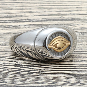 Stainless Steel Eye <b>Ring</b> Two Tone Silver Gold Bezel Setting Retro Punk Style Men Women Jewelry Gift 27036 - Product Image 4