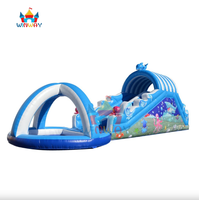 Toboggan aquatique gonflable en PVC écologique sur le thème de l'océan avec piscine pour enfants, idéal pour la location commerciale lors de fêtes/événements estivaux