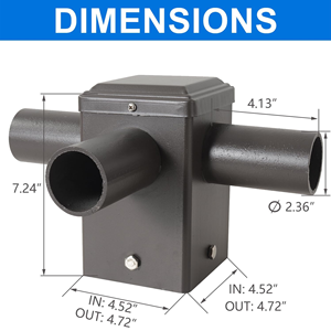 Adaptateur triple Top 90 pour éclairage extérieur à 3 bras compatible avec les poteaux carrés de 4 pouces et le produit Tenon - Product Image 3
