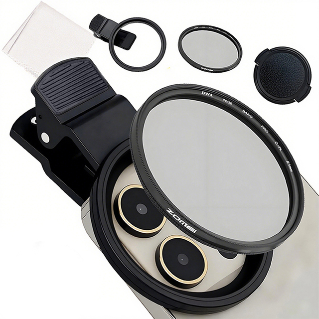 ZOMEI Concept 52mm Clip-on CPL Phone Camera Lens Filter Kit, Circular Polarizer Polarizing Filter Compatible with Phone