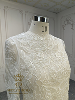 QUEENSGOWN élégant Floral perlé dentelle boléro col haut manches longues mariée boléro boutons dos accessoire de mariée