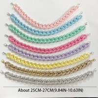Cadena Decorativa de Diamantes de Imitación Coloridos para Sombrero, Correa Acrílica de Eslabones Cubanos para Gorra, Accesorio para Sombrero Trucker para Mujer y Niña