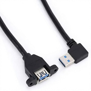 Câble d'extension LUNG KAY 2m à angle droit 90 degrés, mâle-femelle, 3.0, 5 Gbit/s, à monter sur panneau frontal avec vis M3 - Product Image 1