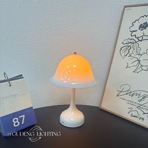 Cross-border Danish Nordic Cream Style Table Lamp Portable Rechargeable Mushroom Modern <b>Touch</b> Bedroom <b>Bedside</b> Decor Night <b>Light</b> - Product Image 1