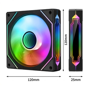 Ventilador ARGB de 120 mm para PC, 5 V, 3 pines, con aspas estándar/reversas, de plástico, con flujo de aire CFM, efecto espejo infinito RGB, para caja de PC - Product Image 2