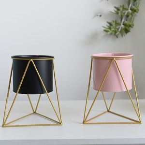 Nordic Metal Flower <b>Pot</b> Stand Black Pink Iron Planter Desk Floor Home Decor - Product Image 1