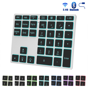 คีย์บอร์ดตัวเลขไร้สาย RGB Backlit 2.4G BT แบบมีสาย สามโหมด ชาร์จได้ คีย์บอร์ดตัวเลขภายนอก สำหรับนักบัญชี - Product Image 1