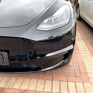 For Tesla <b>Model</b> Y 2017-2022 Glossy Black/Carbon Look Front Bumper Spoiler Fog Lamp Cover Air Knife Splitter Body <b>Kit</b> - Product Image 5