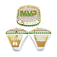 Bagues de championnat MVP personnalisées en usine pour le basketball, le football, le baseball, bagues en pierres précieuses, placage électrolytique coloré pour cadeaux sportifs