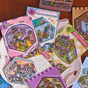 Carnet <span class=keywords><strong>d</strong></span>'autocollants Série Vie Miniature : Adorables Dessins Animés DIY pour Mini-<span class=keywords><strong>Journal</strong></span> Étudiant - Product Image 4