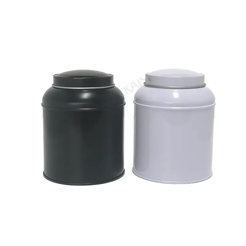 कस्टम प्रिंट डबल ढक्कन चाय बॉक्स गोल आकार धातु टिन बॉक्स के लिए चाय कॉफी बीन पैकेजिंग टिन कंटेनर