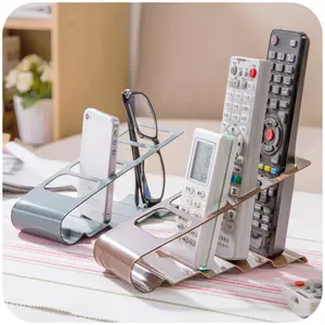 Kleur Creatieve Smeedijzeren Vier Raster Afstandsbediening Houder Beugel Office Desktop Briefpapier Plank Mobiele Telefoon Opslag Stand