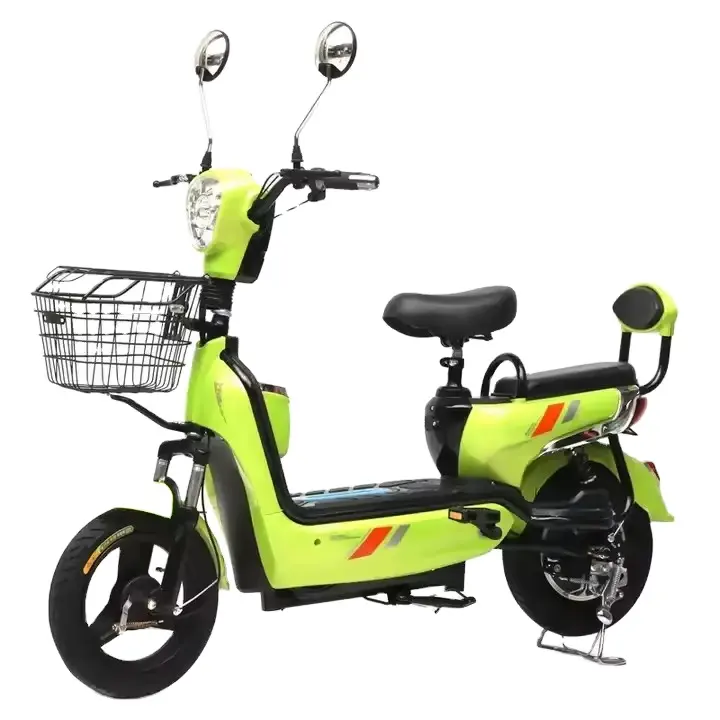 सबसे सस्ती वयस्क इलेक्ट्रिक बाइक लीड एसिड बैटरी इलेक्ट्रिक साइकिल 350w फैमिली कार्गो इलेक्ट्रिक बाइक बास्केट रियर रैक के साथ