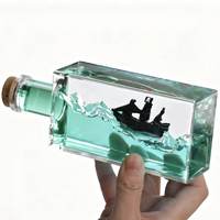 Bouteille à flottement liquide en acrylique OEM, bouteille à flottement liquide en forme de navire de croisière, presse-papiers liquide, cadeau de décompression pour bureau, décoration nautique pour la maison