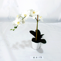 Dijual Pot Anggrek Imitasi Daun Sutra Daun Bunga, Tanaman Flask Phalaenopsis Putih 3 CABANG