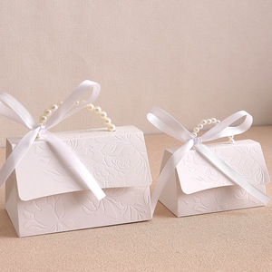 Перерабатываемые маленькие подарочные коробки с тиснением для дня рождения, свадьбы, шоколада, конфет, с жемчужными ручками для гостей - Product Image 5